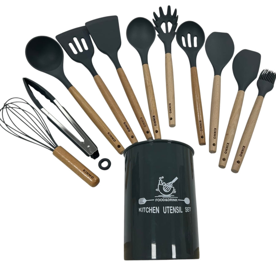 KINMO Grey 12-piece kitchen utensil set
